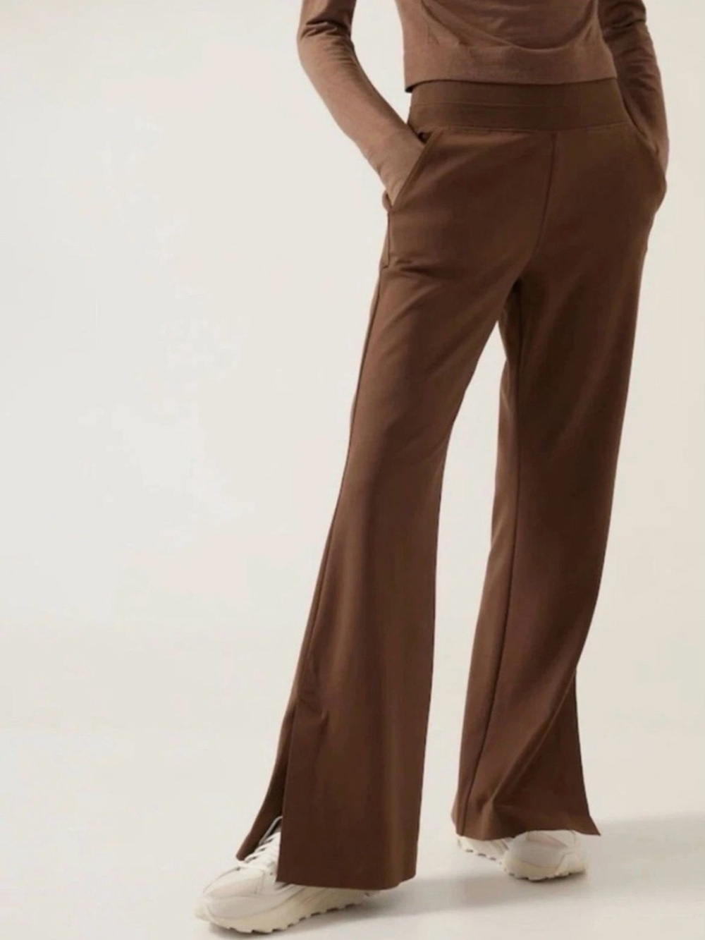 Athleta Venice Flare Brown Pant Side Slit Size M